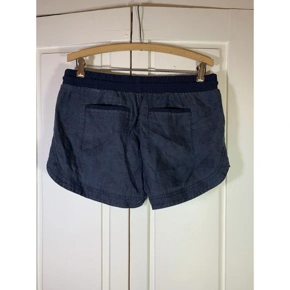 Athleta Linen Beachside‎ Bali Shorts Women's 8Blue Faded Camo 3" 211109 Pull On - Picture 3 of 12